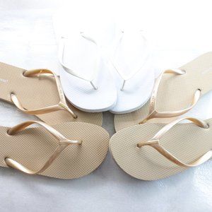 Women Flip Flops Nude and White Bundle of 3 pairs
